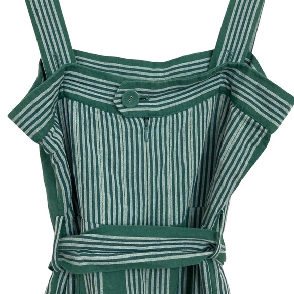 ANTHROPOLOGIE Payal Pratap Cha Cha Green Stripe Linen Wide Leg Crop Jumpsuit - Picture 11 of 14